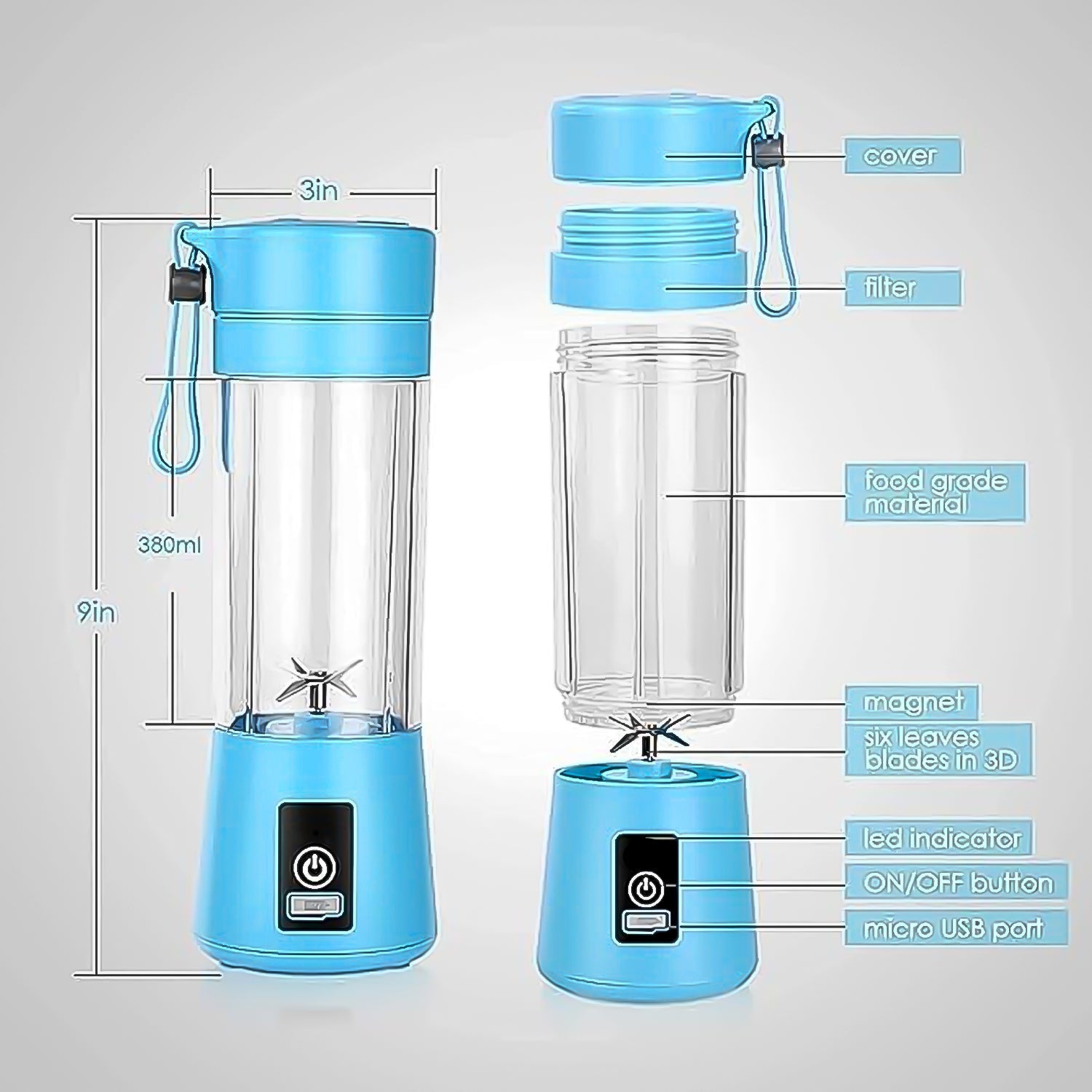Portable Electric USB Juice Maker Juicer Bottle Blender, Grinder Mixer, 4 Blades Rechargeable Bottle (380 ML / Mix Color) Portable Electric USB Juice Maker Juicer Bottle Blender, Grinder Mixer, 4 Blades Rechargeable Bottle (380 ML / Mix Color)